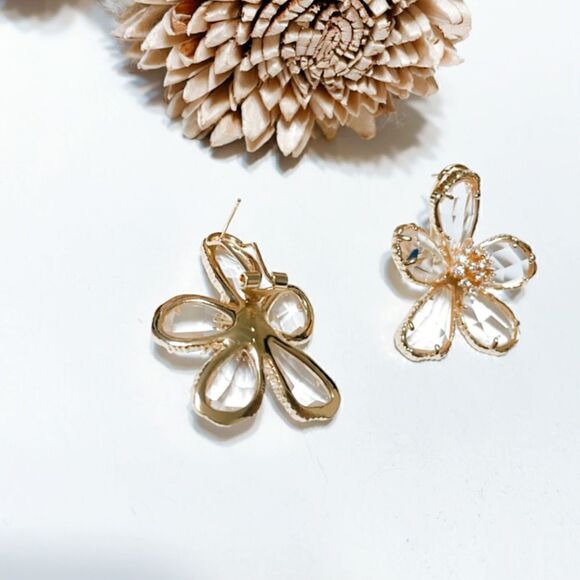 Crystal flower earrings M268 - Picture 4 of 5